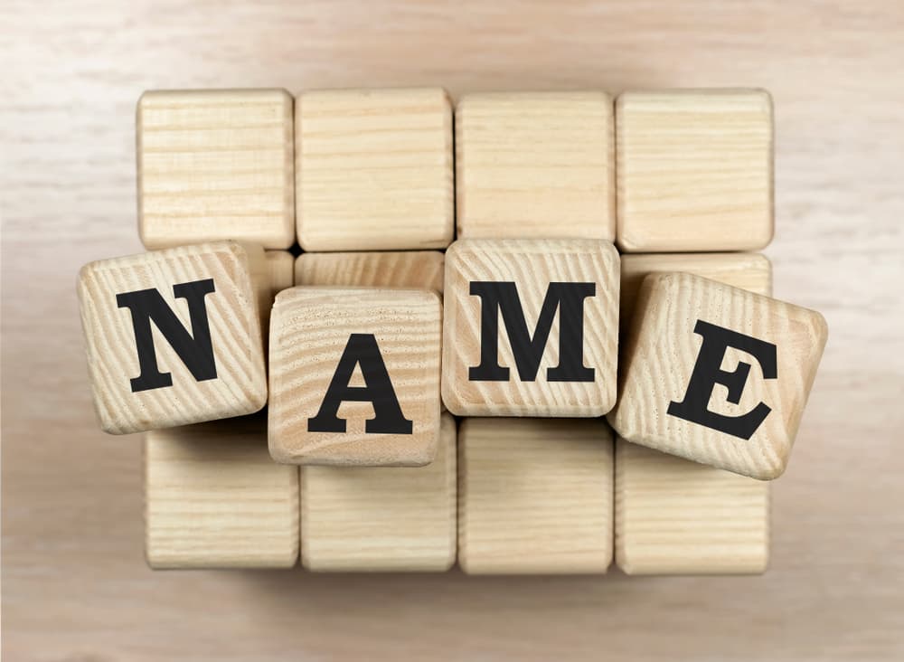 "NAME" spelled out with colorful building blocks against a white background.
