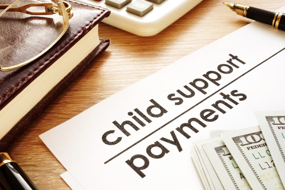 Child support payments. Documents in a court